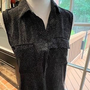 Ann Taylor Loft Women's Sleeveless Blouse Top - Size M -  Pretty Black & White